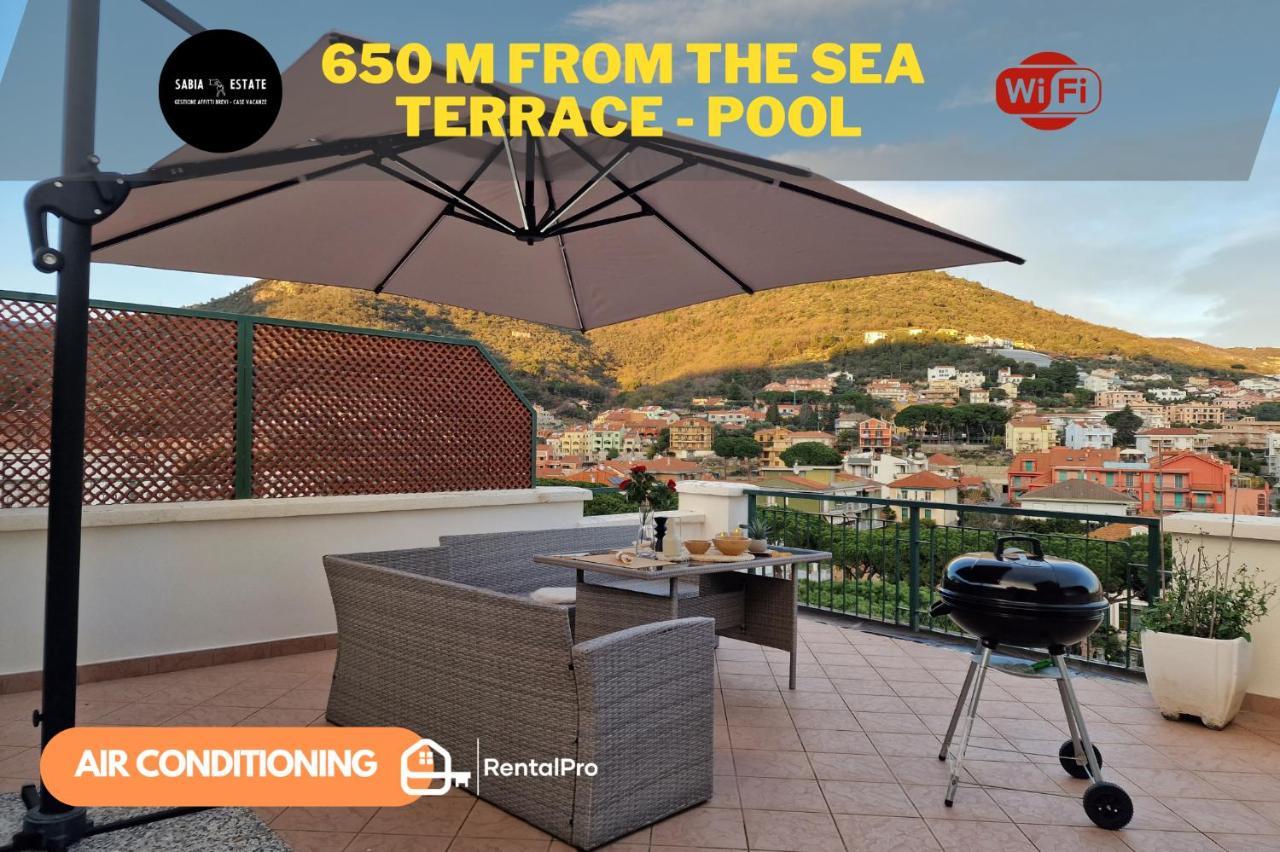 650 Metri Dal Mare - Wifi - Terrazzo - Piscina - A/C Apartment Pietra Ligure Bagian luar foto